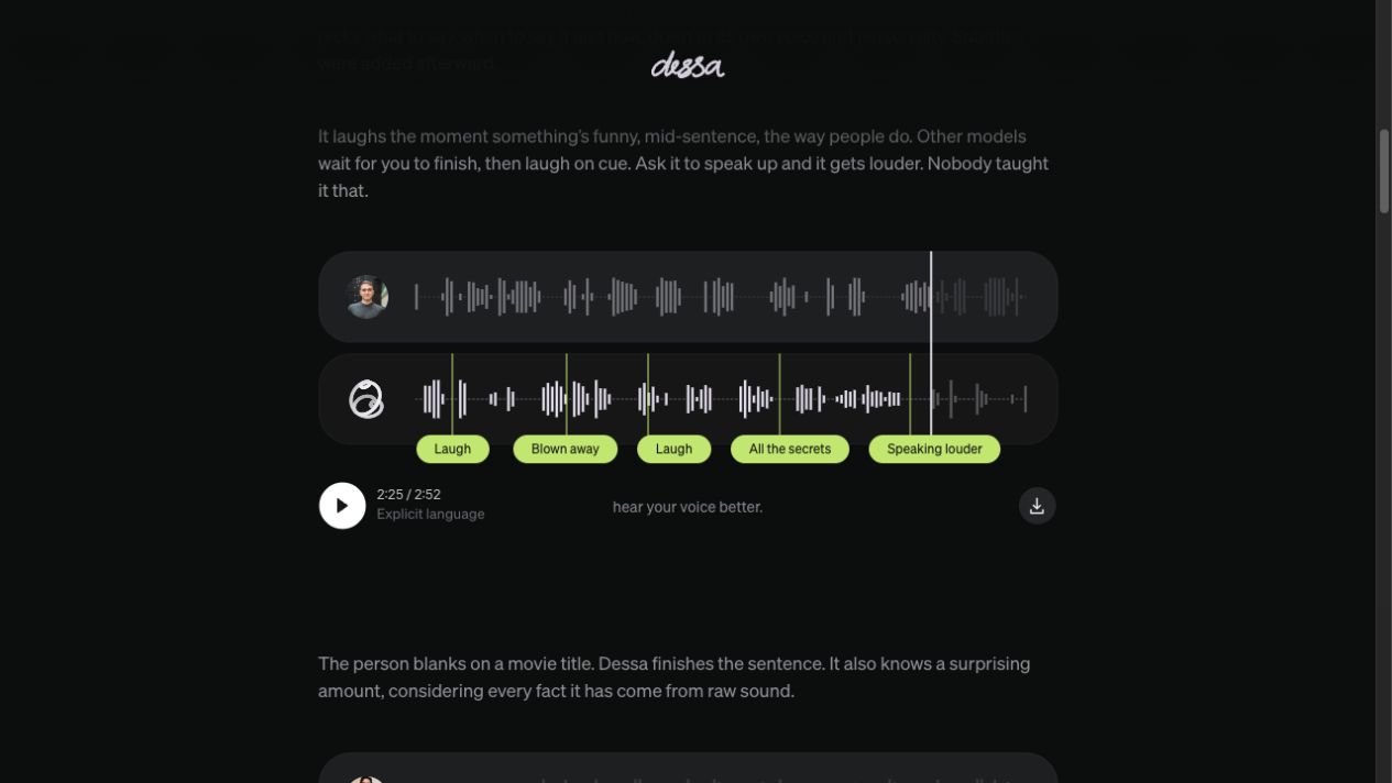 Step 3: The Speaking louder marker selects a moment in the recording, shown paused nearby