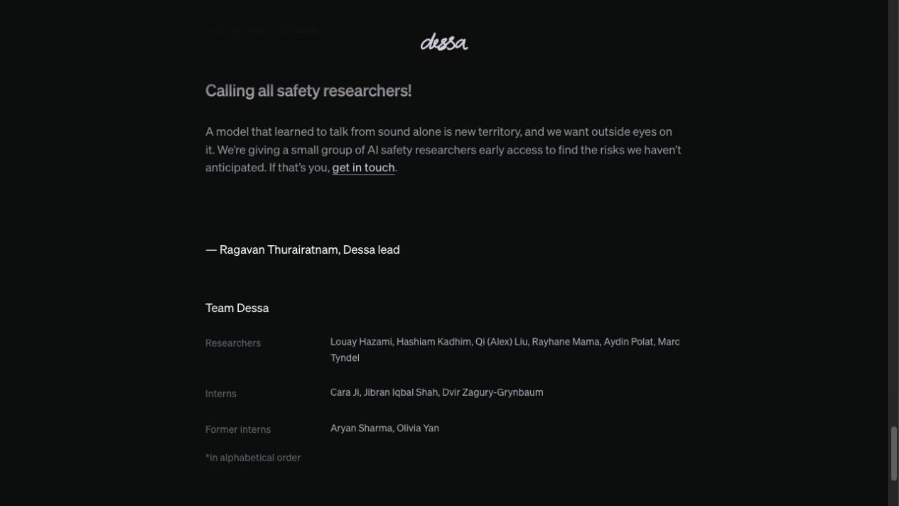 Block invites a small group of AI safety researchers to seek early access to Dessa