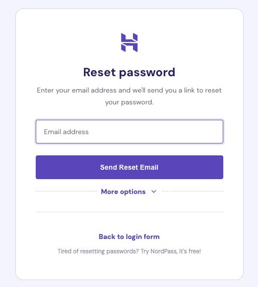 第 5 步:输入邮箱并发送 Hostinger 密码重置邮件