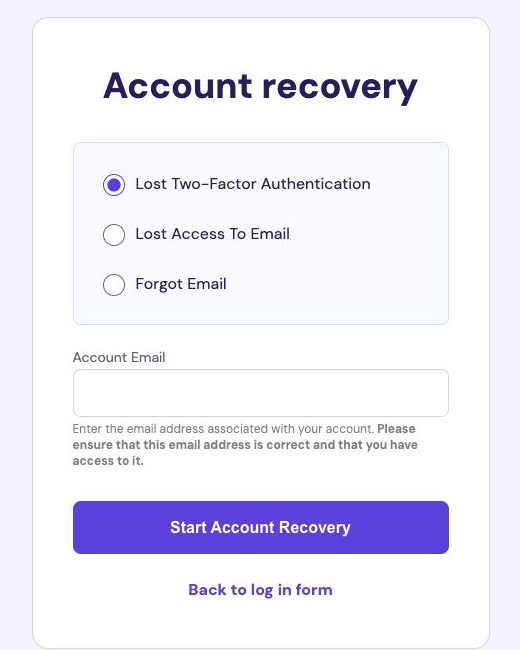 第 7 步:选择 Hostinger 账号恢复原因