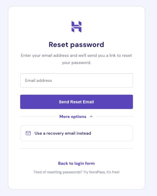 第 6 步:展开 Hostinger 的恢复邮箱选项