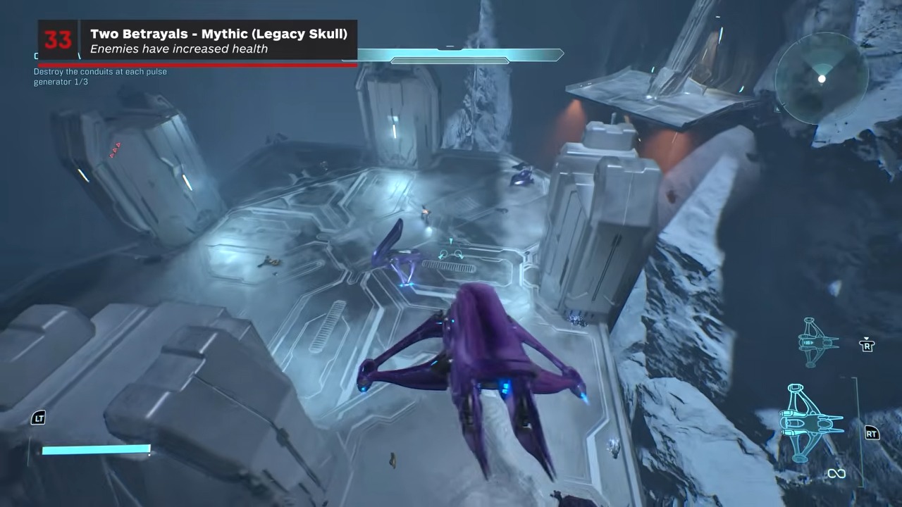 The locked combat route opposite the objective landing pad.