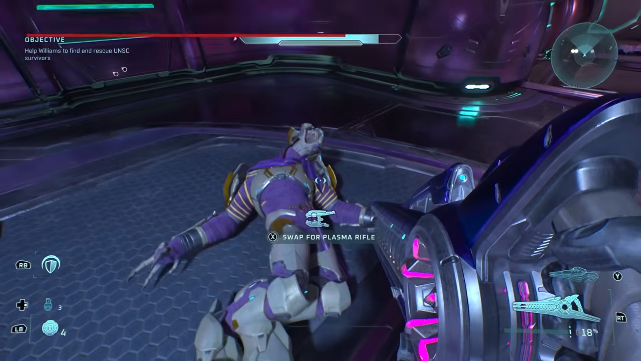The central purple pylon in the first arena after the prison break.