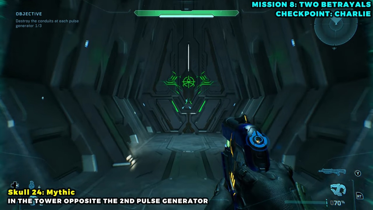 The locked combat route opposite the objective landing pad.