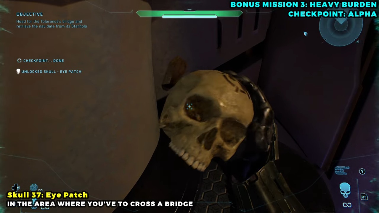 The side corridor beside the suspended bridge, ending at a locked door.