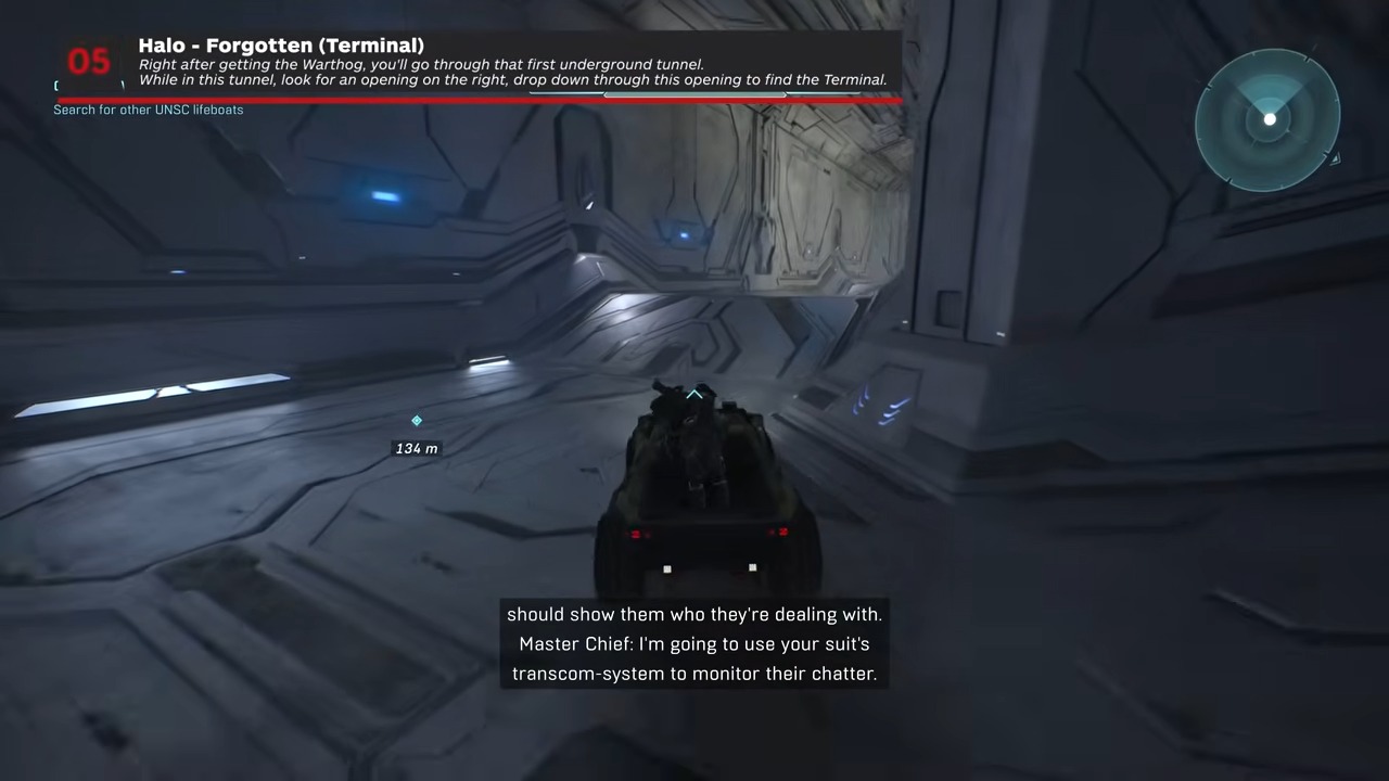 In the first Warthog tunnel, stop after the first ramp, climb the right ledge, and lower yourself onto the hidden shelf.