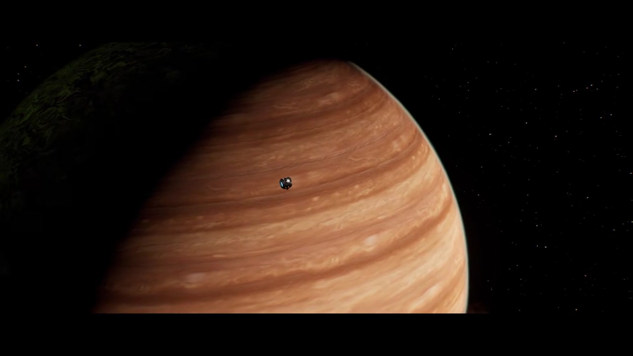 343 Guilty Spark floating in space beside a gas giant.