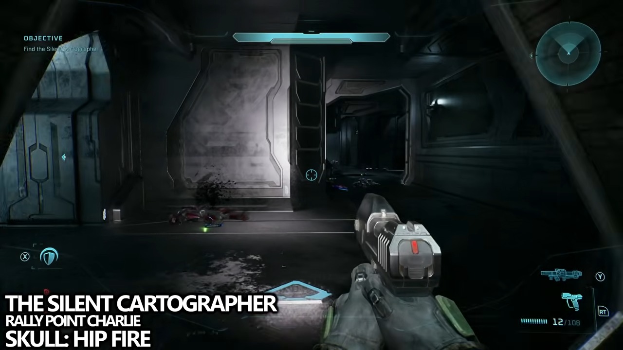 A narrow shelf inside the tall circular ramp, roughly one and a half floors above the bottom.