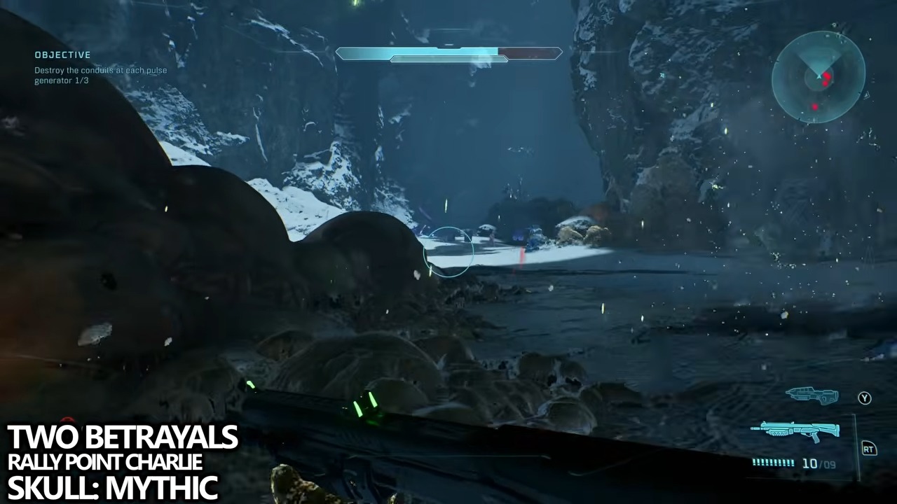 The locked combat route opposite the objective landing pad.