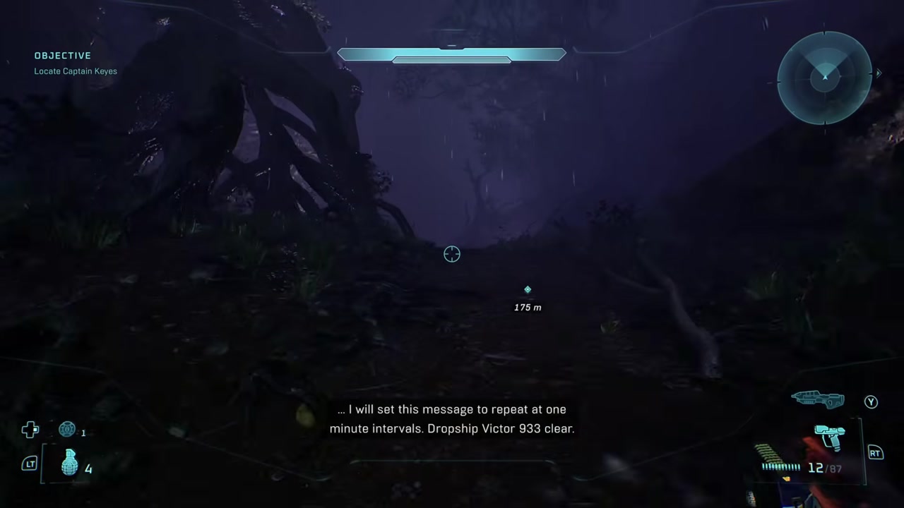 Magnum fire across the swamp while plasma shots pass at range.