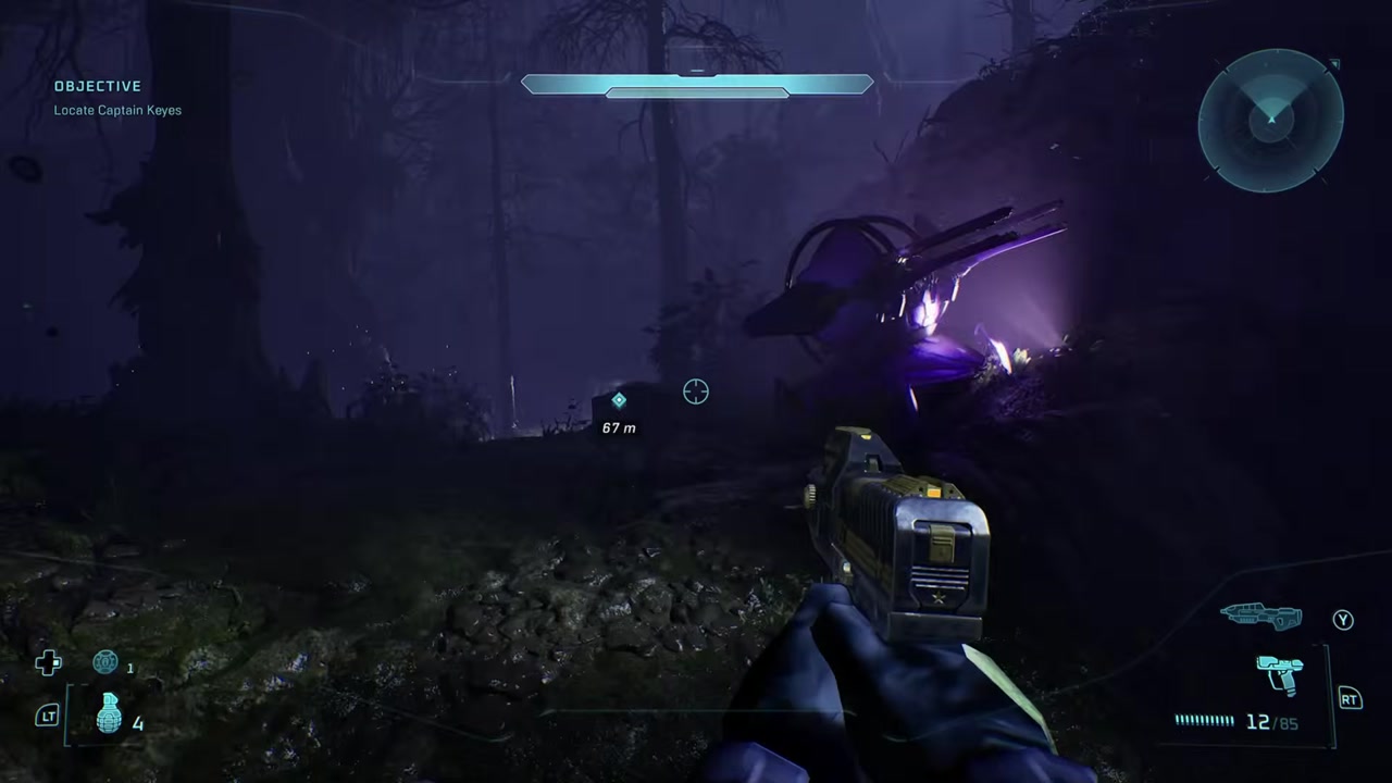 A grenade clearing enemies just inside the first doorway.