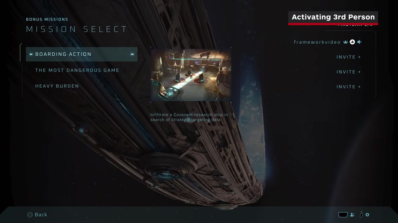 The pre-mission Skull selection menu with Perspective enabled.