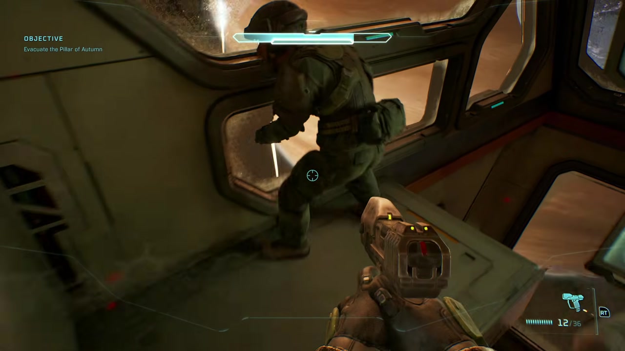 The pilot consoles and recessed observation pen below them.