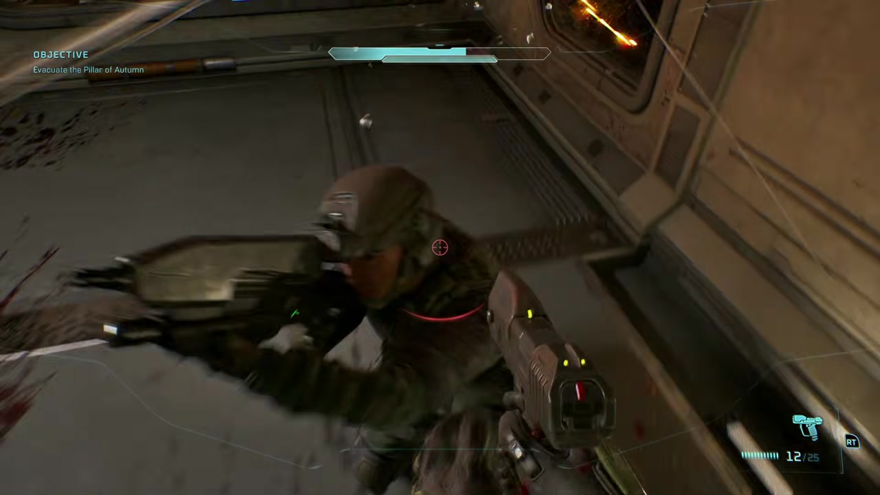 A timed melee pushing a standing Marine toward the drop.