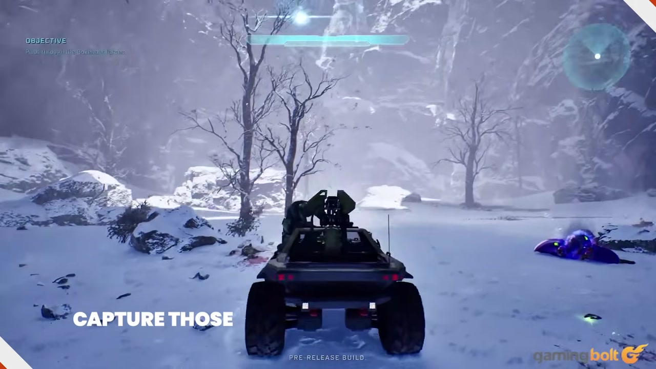 Master Chief commandeering a Wraith while infantry approaches.