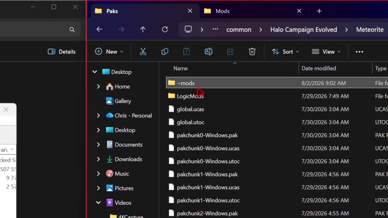 File explorer showing 'Content/Packs/mods' folder structure with 'Brutal Blood' and 'blood persistent' subfolders