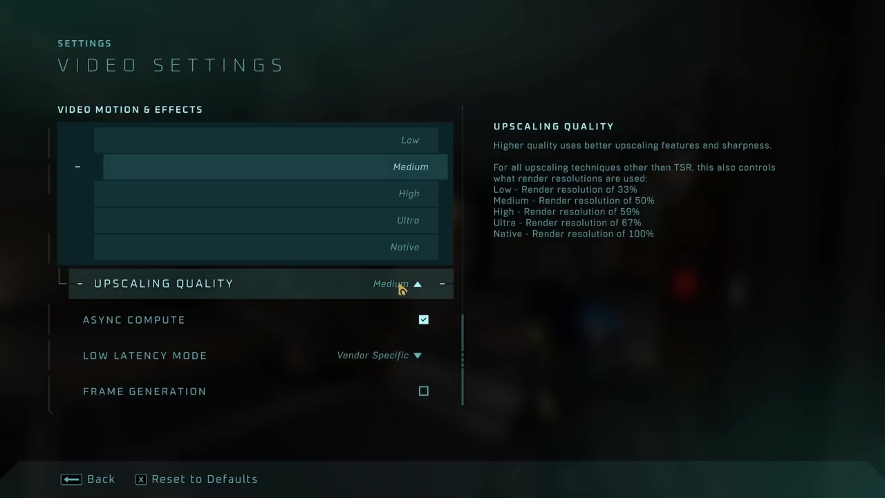 NVIDIA DLSS settings menu showing Quality, Balanced, Performance, and Native modes