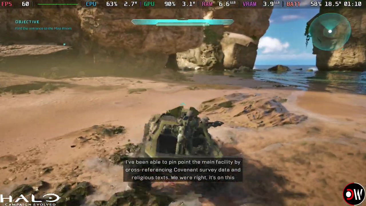 Nav point marker on cliff wall with Spartan approaching entrance