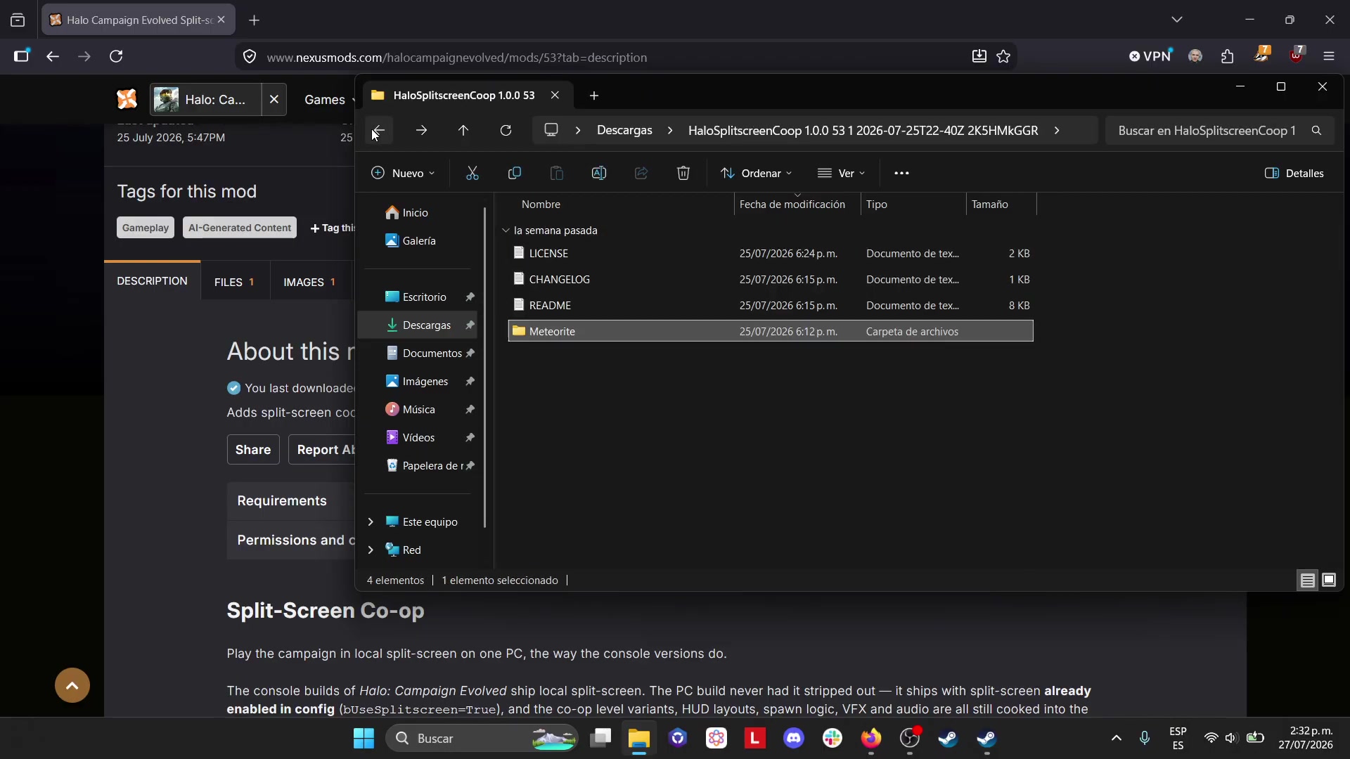 The source shows the split-screen package extracted into a visible folder.