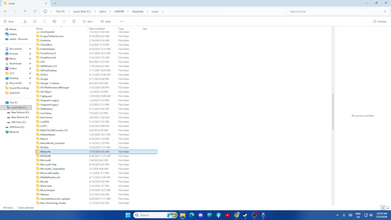 The source shows AppData followed by the Local folder in File Explorer.