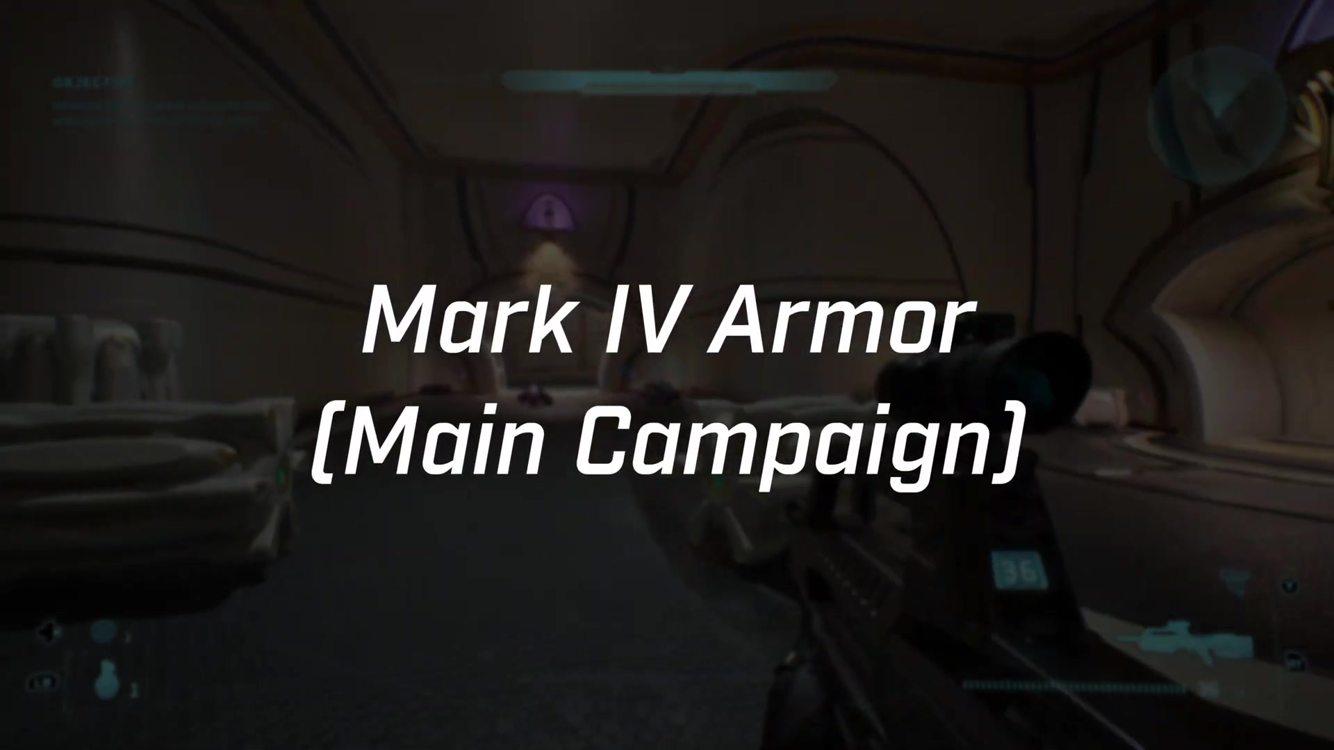The Mark IV Armor in Main Campaign title card with the armored character model clearly visible in gameplay.