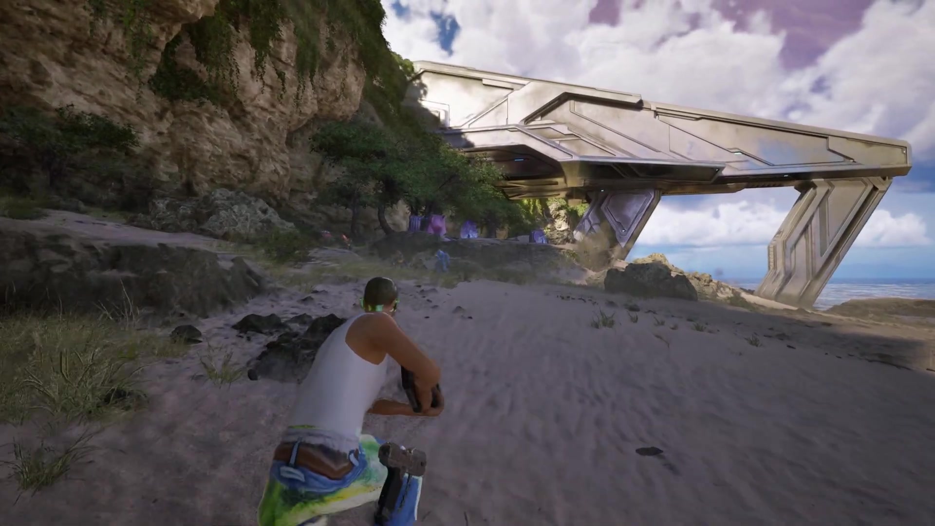Carl Johnson's character model visible in Halo gameplay during the bonus CJ mod segment.