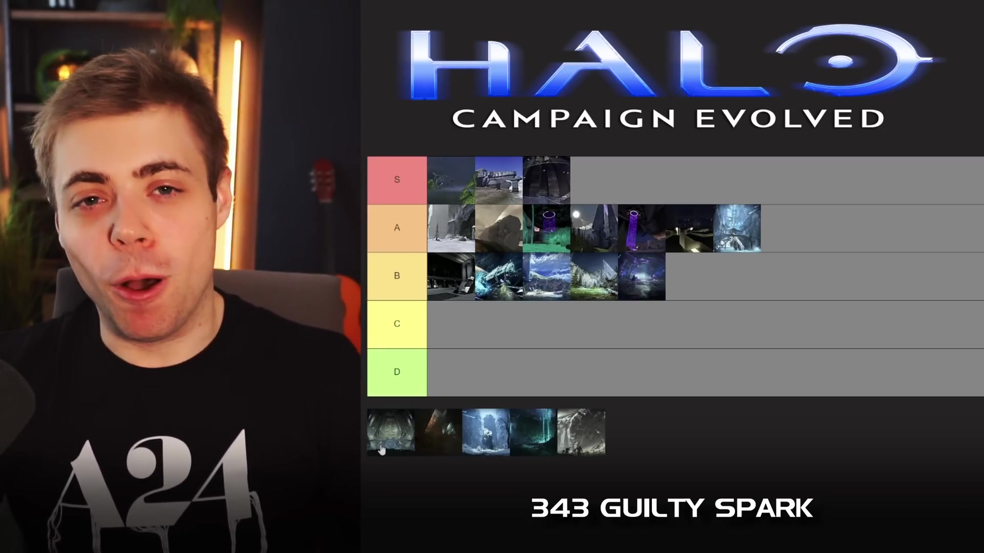 The tier board labeled 343 Guilty Spark with the mission placed in the top S tier.