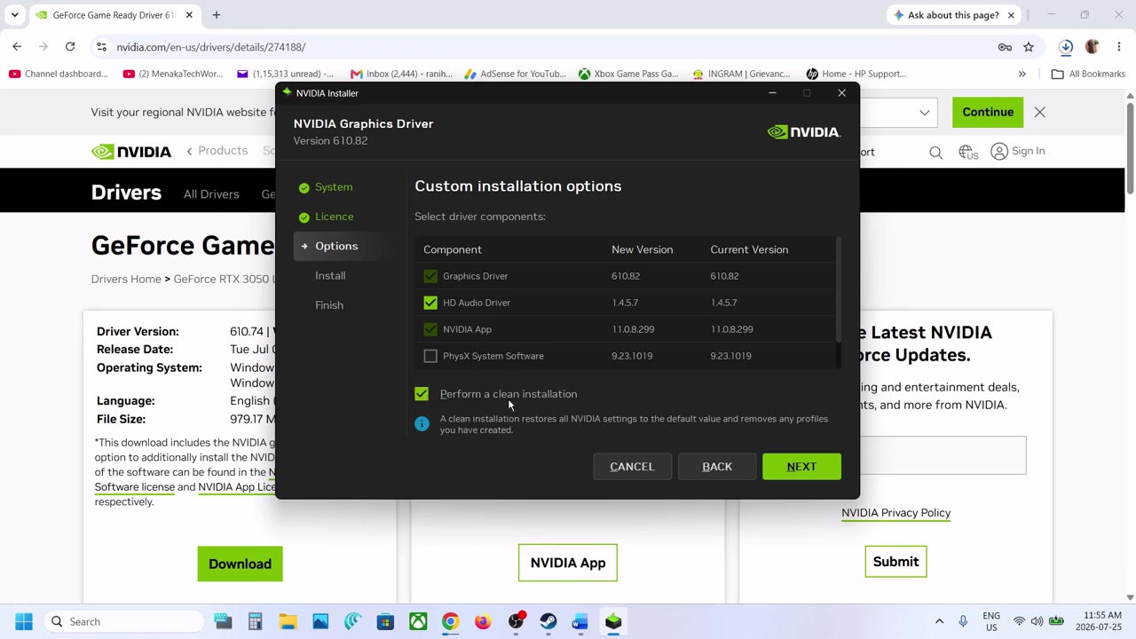 NVIDIA driver page showing the Game Ready driver and GeForce hotfix display driver download options